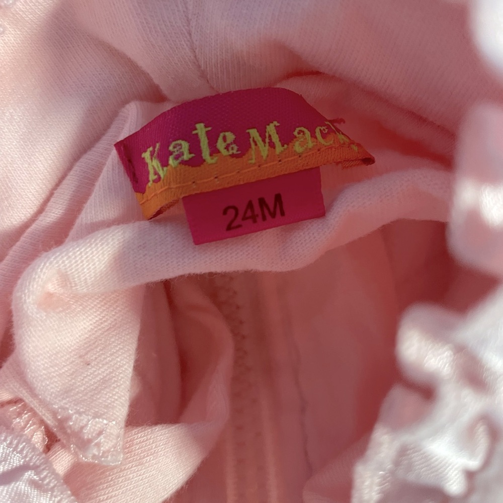Kate Mack girls’ size 24 mos two-piece pink velour set (hoodie & pants) - Picture 2 of 7